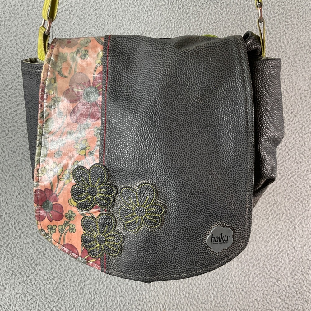 Haiku Messenger Bag Women Medium Brown Orange Floral Crossbody Earthy Artsy